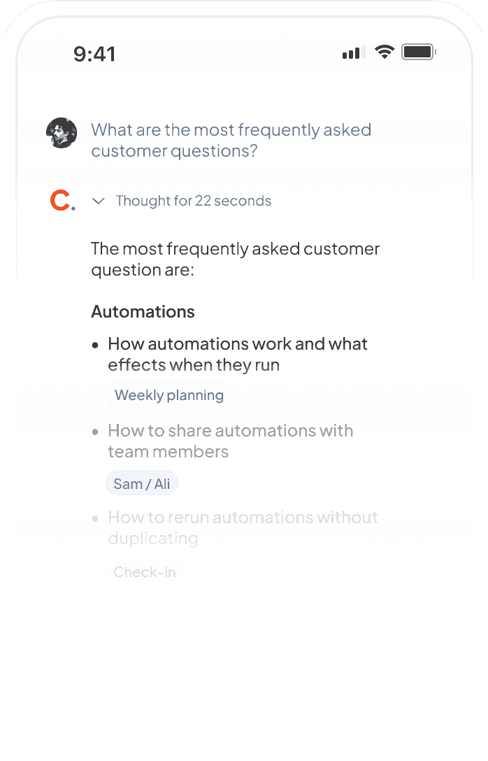 Circleback Android app AI assistant view
